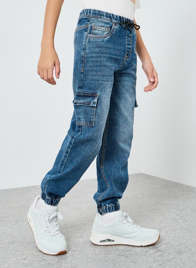 ستايلي بنطال جوغر جينز أزرق داكن قطني - Image 4